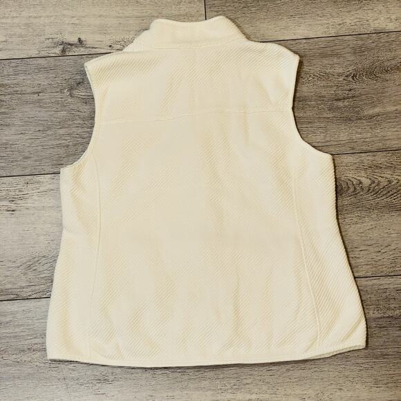 T Talbots Vest Womens L Ivory Quilted Button Front Pockets Classic Minimalist - Picture 2 of 5